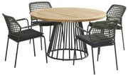 Taste by 4 Seasons Barista dining set groen met Ambassador Boulevard tafel Ø 130 cm  Tuinset    houtkleur weerbestendig