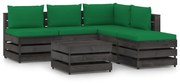 vidaXL 6-delige Loungeset met kussens grijs geïmpregneerd hout