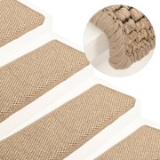 vidaXL Trapmatten zelfklevend 15 st sisal-look 65x25 cm zandkleurig