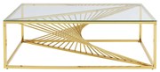 Kare Design Laser Gold Design Salontafel Goud Met Glas - 120 X 45cm.