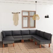 vidaXL 7-delige Loungeset met kussens poly rattan grijs