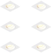 Set van 6 Inbouwspot vierkant wit draai- en kantelbaar - Chuck