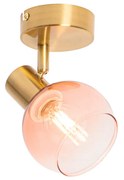 Smart Spot / Opbouwspot / Plafondspot goud met roze glas incl. 3 Wifi P45 - Vidro Art Deco E14 bol / globe / rond rond Binnenverlichting Lamp