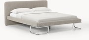 Bouclé gestoffeerd bed Olina met metalen poten