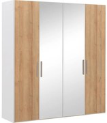 Goossens Kledingkast Easy Storage Ddk, Kledingkast 203 cm breed, 220 cm hoog, 2x draaideur en 2x spiegel draaideur midden