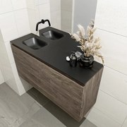 Mondiaz Olan 100cm toiletmeubel dark brown met wastafel urban links geen kraangat