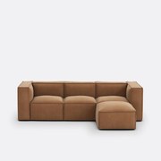 Modulaire bank, 3-zit en 1 poef, ribfluweel Seven