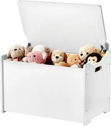 VEVOR Kinderbank met opbergruimte, houten speelgoedkist, opbergbank met rugleuning en veiligheidsscharnier, opbergkist voor speelkamer, woonkamer, hal, 597 x 368 x 545 mm, wit