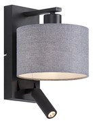 Moderne wandlamp zwart met grijs rond en leeslamp - Puglia