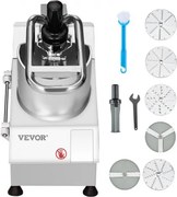 VEVOR Keukenmachine Groentesnijder Groentehakker 2 Vulopeningen, Snijder Gemaakt van Roestvrij Staal van Voedselkwaliteit met 6 Verwijderbare Messen, 3/5/7/10 mm Rasp, 2/4 mm Snijmes, voor Groenten Fruit