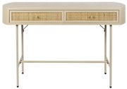 Beige Sidetable Met Rotan - 120 X 40cm.