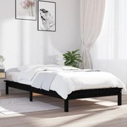 vidaXL Bedframe massief grenenhout zwart 90x200 cm