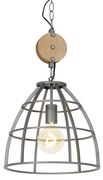 Industriële hanglamp antraciet met hout 34 cm - Arthur Industriele / Industrie / Industrial E27 rond Binnenverlichting Lamp