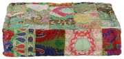 vidaXL Poef patchwork vierkant handgemaakt 50x50x12 cm katoen groen