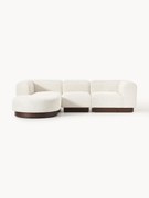 Modulaire bank Natalie (3-zits) uit teddy-bouclé met poef (links/rechts)