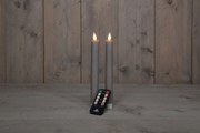Anna's Collection - Led dinerkaars - taupe - H 23cm - set van 2 stuks - met afstandsbediening
