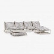 Tuinset Met 4-delige Modulaire Bank, Bijzettafel En Om Te Bouwen Poef Amaro Tapioca Beige - Marine Blauw - Sklum