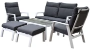 Vegas stoel bank loungeset 6 delig verstelbaar aluminium wit