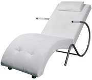 vidaXL Chaise longue met kussen kunstleer wit