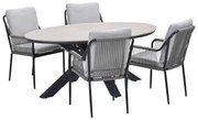 Garden Impressions Stevie tuinset 5-delig taupe - Tulli tuintafel 180x115 cm - light teak vironwood