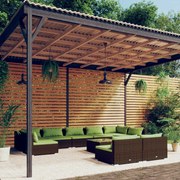 vidaXL 10-delige Loungeset met kussens poly rattan bruin