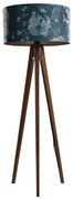 Vloerlamp walnoot hout met velours kap vis dessin 50cm - Tripod Classic Klassiek / Antiek, Landelijk E27 rond Binnenverlichting Lamp