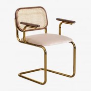 Eetkamerstoel Met Armleuningen In Riet Tento Gold Vintage Karamel & Goud - Sklum