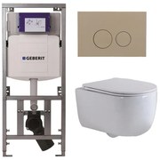 QeramiQ Dely Swirl Toiletset - 36.3x51.7cm - Geberit UP320 Burda inbouwreservoir - slim zitting - bedieningsplaat taupe - ronde knoppen - wit glans 0701131/SW1102378/SW1000766/SW1026256