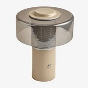 Elfriede Draadloze Led Tafellamp In Glas En Staal Tapioca Beige - Sklum