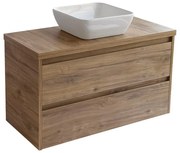 Sanicare Avenza badmeubel 100cm diveria oak met witte waskom 40x40cm
