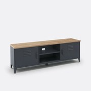 TV-meubel, staal en massief eiken, Hiba