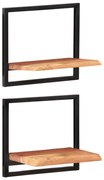 vidaXL Wandschappen 2 st 40x24x35 cm massief acaciahout en staal