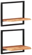 vidaXL Wandschappen 2 st 40x24x35 cm massief acaciahout en staal