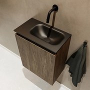 Mondiaz Ture 40cm toiletmeubel dark brown met wastafel urban rechts geen kraangat