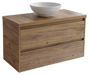 Sanicare Avenza badmeubel 100cm diveria oak met ronde witte waskom