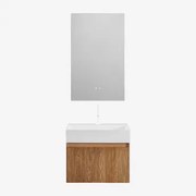 Aldeia Houten Badkamermeubelset Met Geïntegreerde Wastafel Donker Hout & Rectangular Led And Antifog 55x90 Cm Kirvex & Wit ↑20 - Sklum
