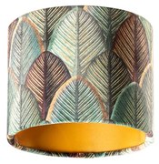 Velours lampenkap blad dessin met gouden binnenkant 18/18/14