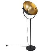 Industriële vloerlamp zwart 50 cm met goud verstelbaar - Magnax Industriele / Industrie / Industrial E27 rond Binnenverlichting Lamp