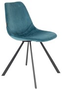 Dutchbone Franky Eetkamerstoel Blauw Velvet