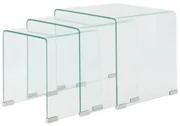 vidaXL Bijzettafel set 3-dlg transparant gehard glas