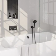 Brauer Gunmetal Edition thermostatische inbouw badkraan met badvulcombinatie en 3 standen handdouche set 4 gunmetal geborsteld PVD