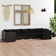 vidaXL 7-delige Loungeset met kussens poly rattan zwart