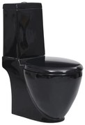 vidaXL Toilet met afvoer achter keramiek zwart