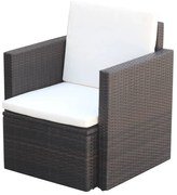 vidaXL Tuinstoel met kussens poly rattan bruin