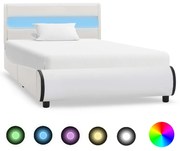 vidaXL Bedframe met LED kunstleer wit 90x200 cm