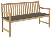 vidaXL Tuinbank met taupe kussen 150 cm massief teakhout