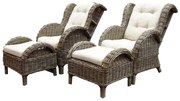 Naturel lounge balkonset 4-delig naturel rotan wit