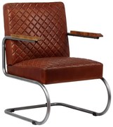 vidaXL Fauteuil echt leer donkerbruin