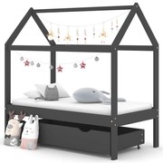 vidaXL Kinderbedframe met lade grenenhout donkergrijs 70x140 cm