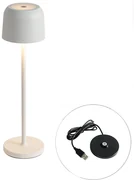 Buitenlamp met dimmer LED Tafellamp met dimmer mushroom off-white oplaadbaar incl. laadstation - Raika Modern IP65 Buitenverlichting Lamp